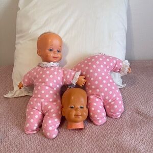 1964 Vintage Doll and Bodies  heads soft Plastic - no hair - set of 2